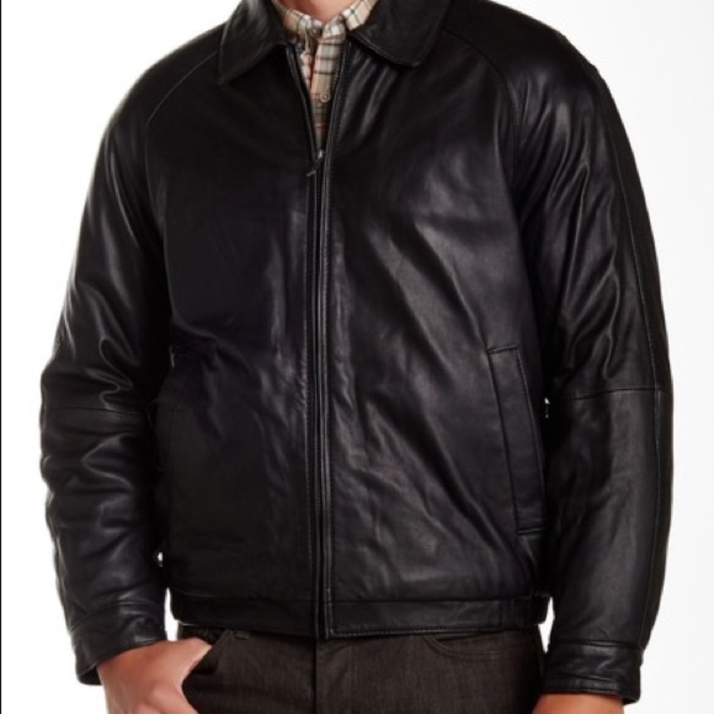 NEW w TAGS Nautica  Black Lambs Leather Jacket Size Large